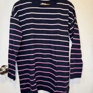 J. Jill Women’s Oversized Chic Black and Pink Striped Top or Short Dress Size S